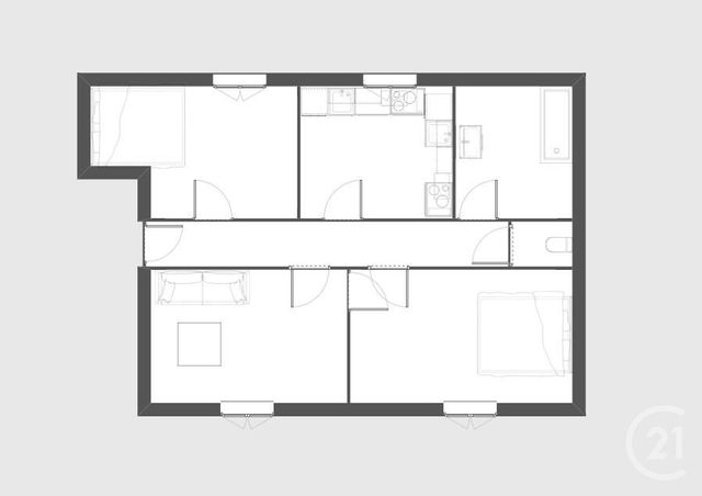 Appartement F3 à vendre - 3 pièces - 50.01 m2 - CLICHY - 92 - ILE-DE-FRANCE - Century 21 Calmette