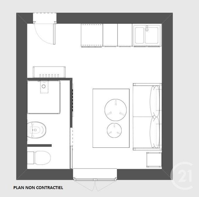 Chambre à vendre - 1 pièce - 11.08 m2 - CLICHY - 92 - ILE-DE-FRANCE - Century 21 Calmette